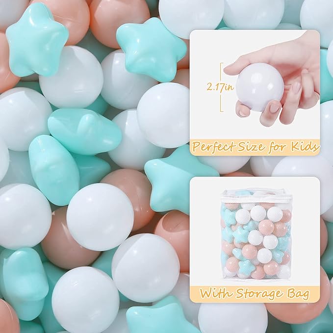 Realhaha Ball Pit Balls 50 100 200 500, Star Shapes for Babies Kids Playpen Plastic Balls for Babies Ball Pool Puppy Playballs