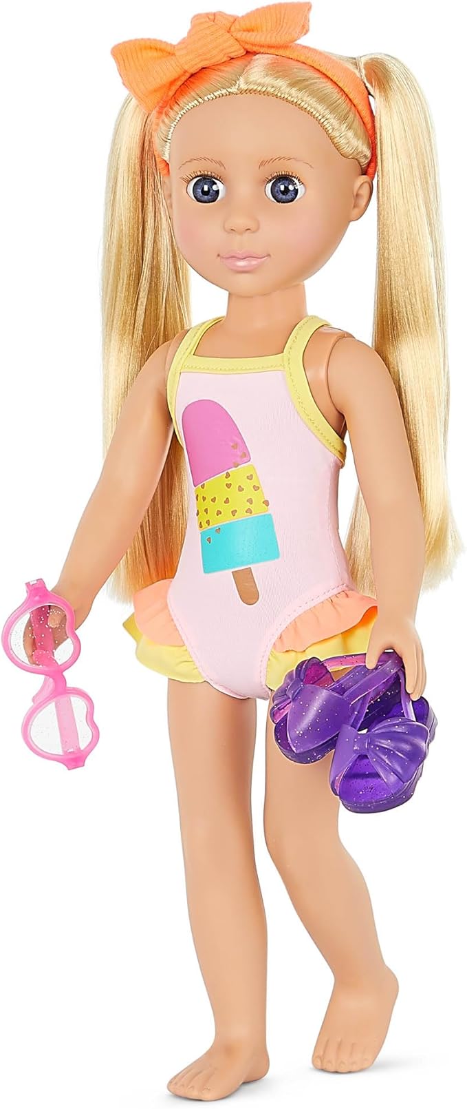 Glitter Girls – 14-Inch Doll Clothes & Accessories– Suitcase & Fashion Set – Luggage with 3 Mix & Match Outfits & Heart Glasses – Rainbow Pajama, Swimsuit, Star – Print Dress – 3+ Years