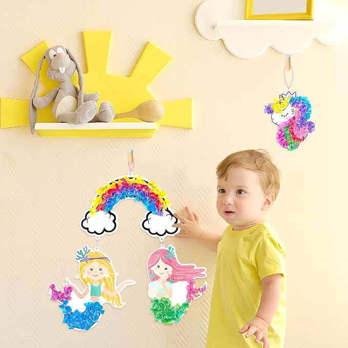 Poke in Fun Art Fabric Craft, Arts and Crafts for Kids,DIY Craft Kits,Create Mess Free Craft,Art Activity Birthday Christmas Gift Ideas for Children,Rainbow Toys for Girls and Boys Ages 4-10+
