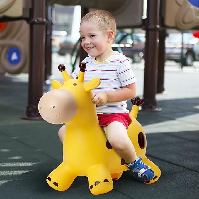 PlayZap Giraffe Bouncy Horse Hopper, Bouncy Animals Hopper for Toddlers, Inflatable Jumping Ride on Bouncer, Kids Hopping Toys for 18M 2 3 Years Old Kids Boys Girls Gifts