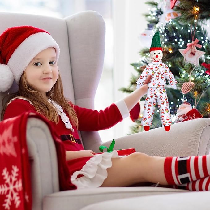 Hungdao 4 Pcs Christmas Doll Clothes Christmas Accessories Doll Clothing Pajamas and Nightgown Holiday Outfits for Boys Girls Xmas Party Supplies