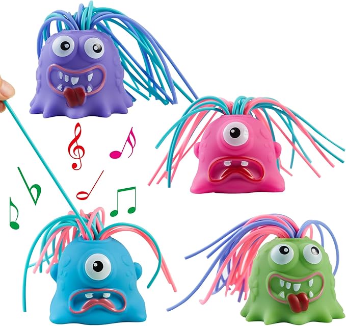 Fun Hair Pulling Fidget Screaming Monster Toys,Screaming Monster Toys,Venting Novelty Toys and Anti Worry Toys , Halloween Christmas for 3 4 5 6 7+ Kids Teen Boys Girls Gifts(4PCS)