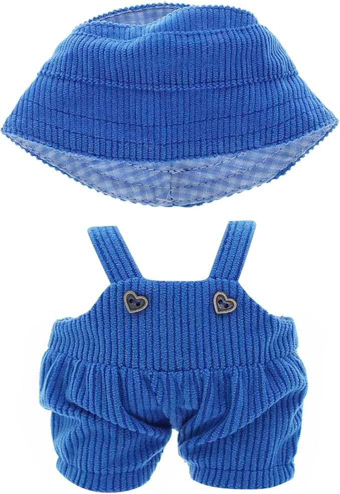 Etistta 6.7 inch Doll Clothes with Hat, Corduroy Bib Pants Overalls for 17cm Doll Accessories Outfits (Blue)