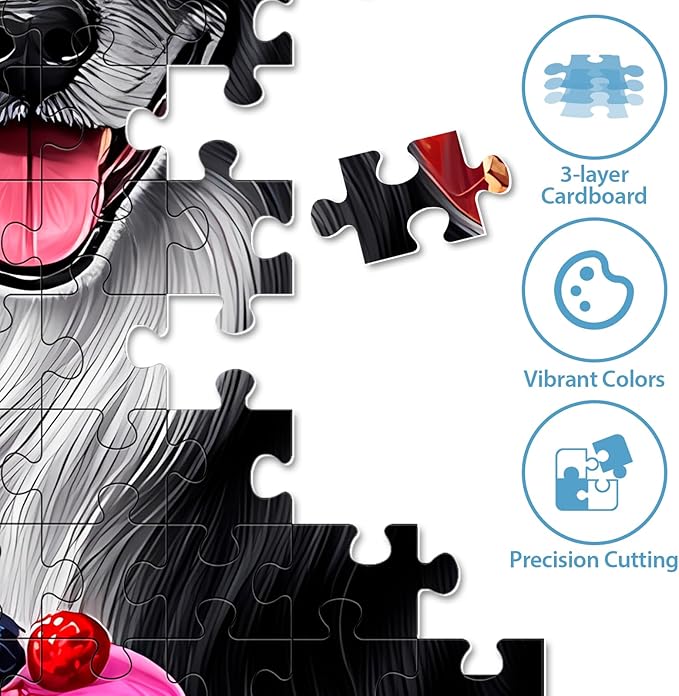 500 Pieces Puzzle for Adults,Cute Dogs Puzzle,Recycled Cardboard Donuts Animals Jigsaw Puzzles 500 Pieces,Challenging Game Home Decor Birthday Party Gift Toy for Adults Seniors 20.5 * 15 in