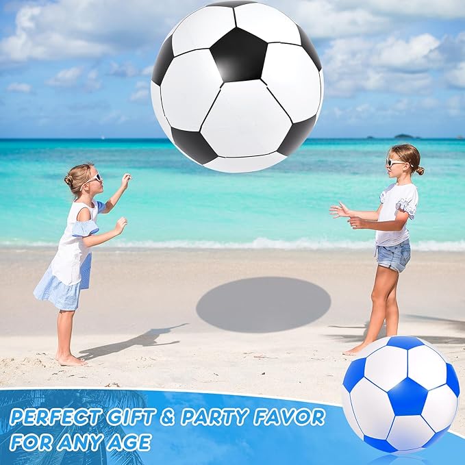 Lewtemi 2 Pcs 40 Inch Giant Inflatable Soccer Ball Large Huge Beach Balloons Oversized Football Sport Birthday Party Decoration Favor Gift Pool Supplies for Outdoor Piñata Activity