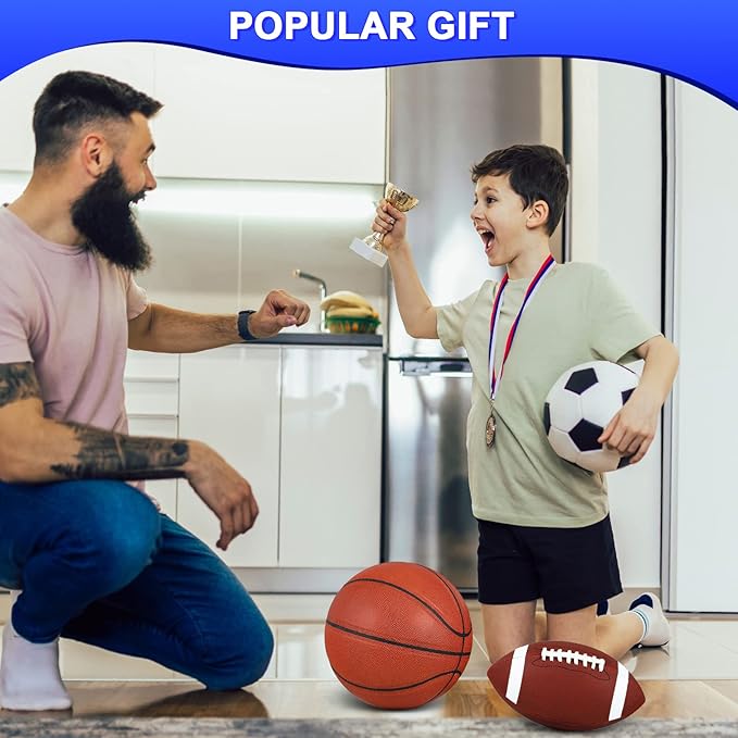 Libima 3 Pcs Sports Ball Set for Kids Teens Include Official Size Basketball Soccer Football with Pump and Carry Bag Training Practice Sport Back to School Gift