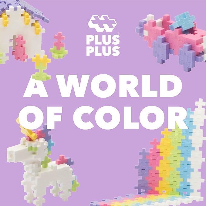 PLUS PLUS - Open Play Set - 600 Piece - Pastel Color Mix, Construction Building Stem Toy, Interlocking Mini Puzzle Blocks for Kids