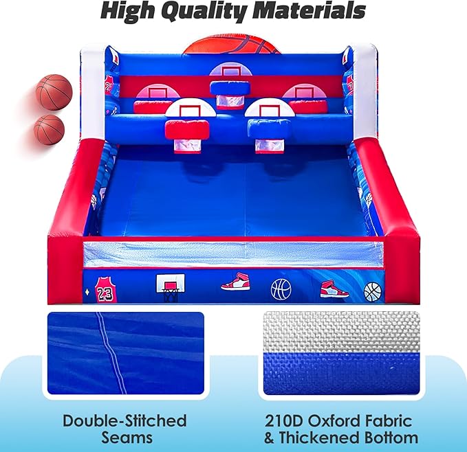 Inflatable Basketball Hoop Shot 13×10×10ft, Blow Up Inflatable Basketball Game with Balls, Air Blower, Inflatable Games for Outdoor Parties, Carnival Events, Lawn Games