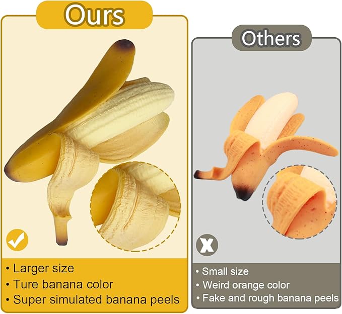 Pack of 2 Squishy Banana Toys Simulation Banana Squishy Squeeze Toys, Eutreec Super Soft Stress Relief Spotted Peeled Banana Party Favors for Kids Toy for Boys Girls Adults April Fool's Day