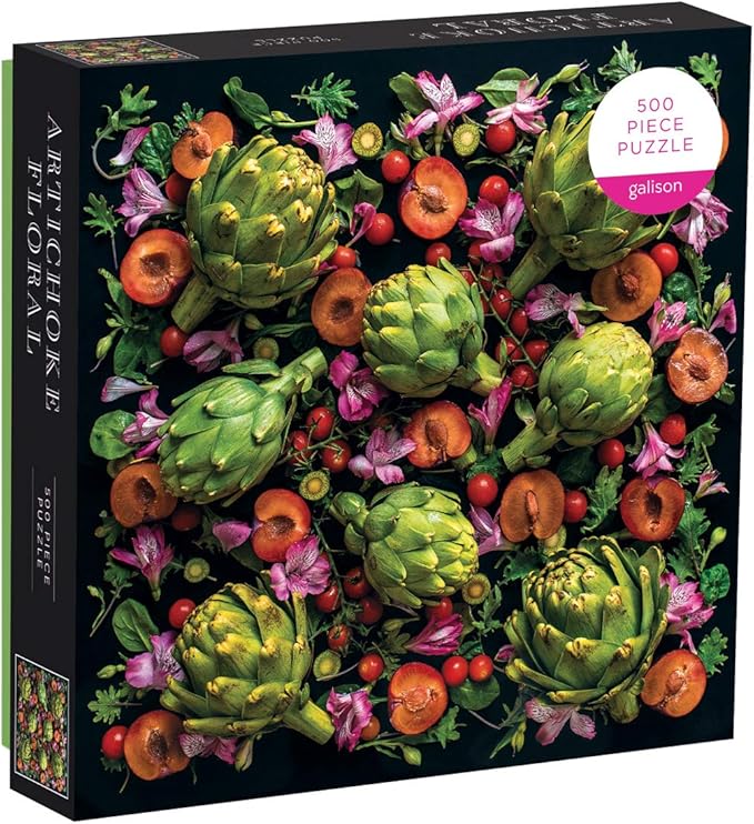Galison 500 Piece Artichoke Floral Jigsaw Puzzle for Adults and Families, Challenging Plant Puzzle with Floral Artichoke Theme, Multicolor (073535779X)
