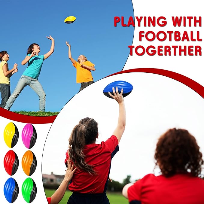 Jerify 24 Pack Foam Footballs 4.72 Inch Bulk Mini Spiral Football Toys Easy Grip Waterproof Small Soft Emulation Foam Footballs for Kids Indoor Outdoor Play Game Football Party Favors(Spiral Style)