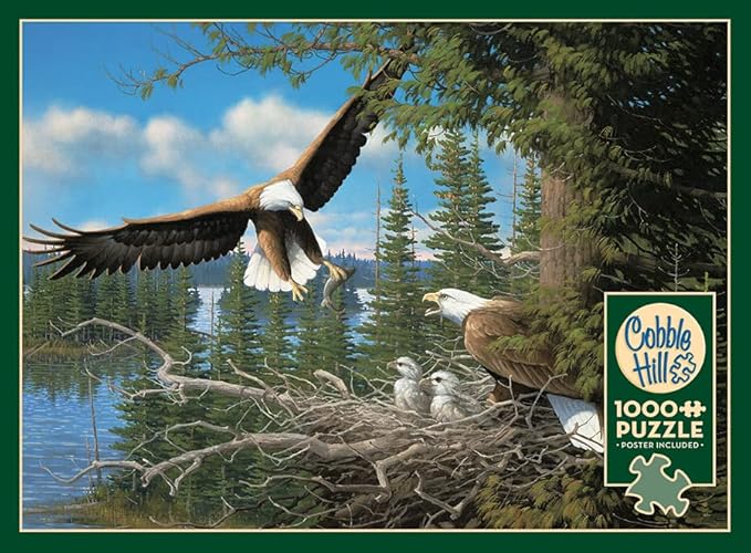 Cobble Hill 1000 Piece Puzzle - Nesting Eagles - Sample Poster Included