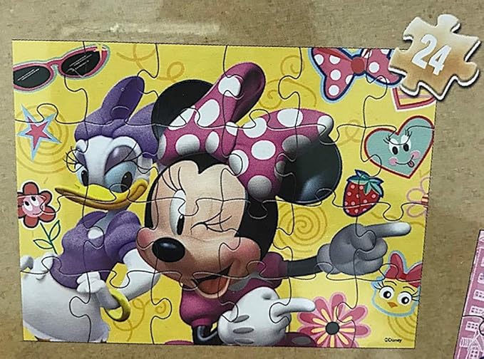 Disney Minnie Mouse 5 Wood Jigsaw Puzzles in Wood Storage Box