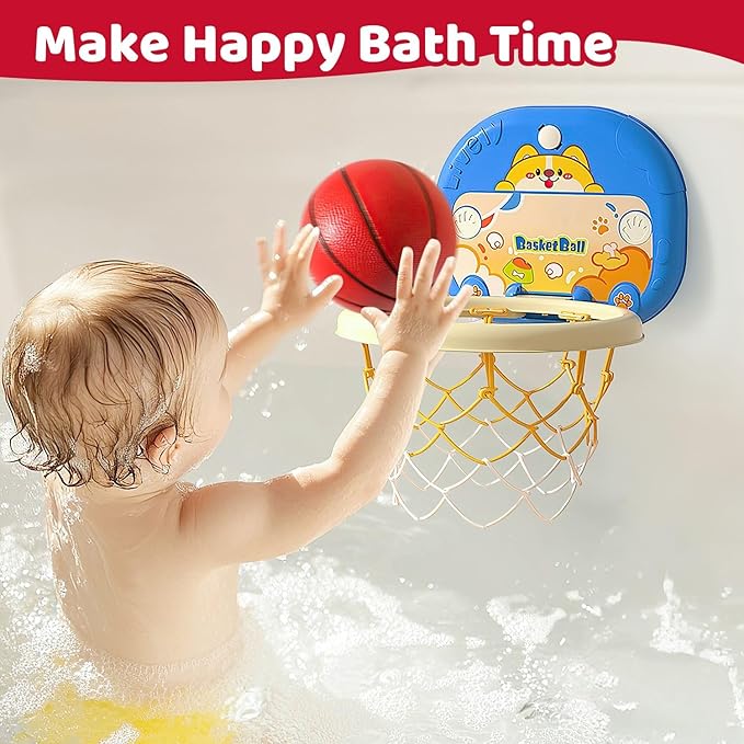 Basketball Hoop for Toddlers 1-3, Mini Indoor Basketball Hoop with Scorer, Easter Basket Stuffers for Toddler, Foldable Suction Cup Door Mount Toy, Inflatable Ball & Pump, Kids Easter Gift 2-4 Year