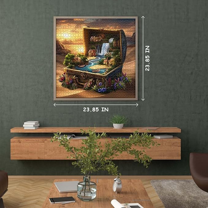 Fantasy Treasure Chest Puzzle for Adults, Nature Scenery Desert Flower Jigsaw Puzzle 1000 Pieces, Magic Scenic Floral Challenge Puzzle