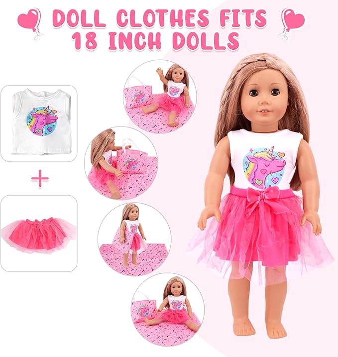 20 Pack Baby Doll Accessories, Baby Disappearing Doll Feeding and Caring Set with 2 Milk & Juice Bottles, 2 Toy Pacifier for Girls Toys Gift, Doll Clothes fit 18 Inch Doll