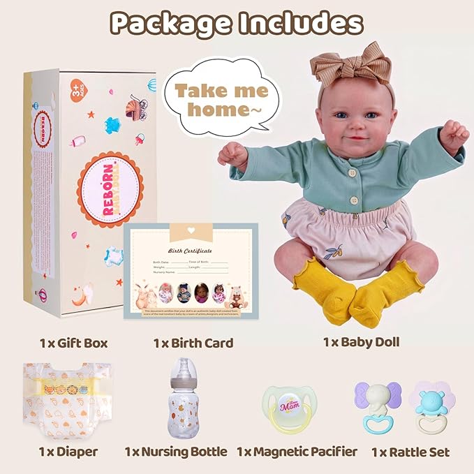 BABESIDE Reborn Baby Dolls, 20Inch Cute Soft Vinyl Realistic-Newborn Baby Doll Poseable Real Life Lifelike Baby Dolls w/Doll Accessories for 3+ Year Old Girls