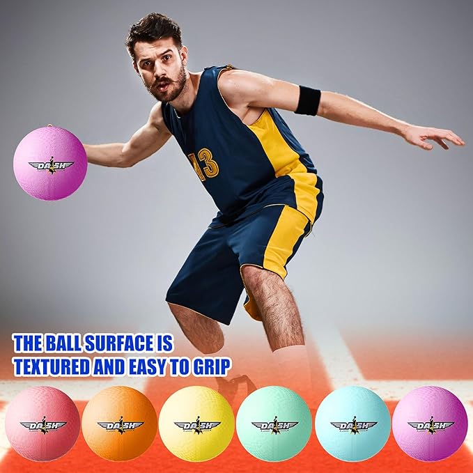 Jerify 8.5 Inches Playground Balls Kickball Bulk, Colorful Inflatable Sports Bouncy Balls, Dodgeball, Kickball for Official Play, and Fun Indoor and Outdoor Toys and Gift