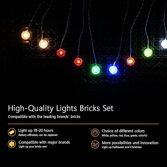 LED Lighting Kit Dots Building Blocks Lights Set, Light Up Bricks Accessories Compatible with Major Brands