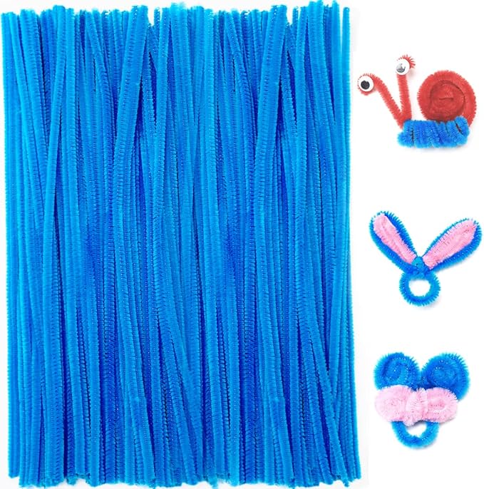 Praisebank Dark Blue Pipe Cleaners for Crafts, 200pcs, Chenille Stems for DIY Projecets, Arts & Crafts Supplies for Festival Party Decorations