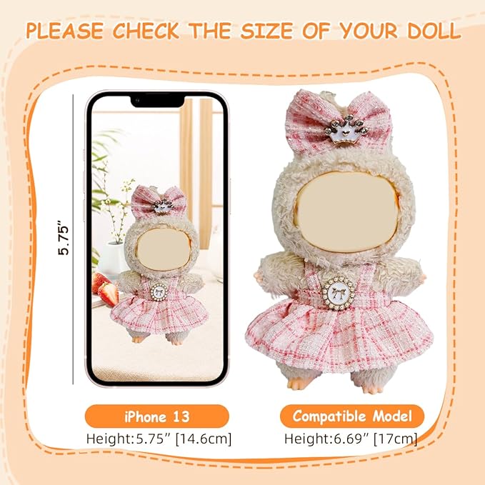 3 Pack Compatible for Labubu Clothes,17cm Doll Clothes Set,Luxury Designer Outfits,Cute Birthday Party Costumes,Valentines Day Gifts for Her Him,Stylish Fashion Wardrobe Accessories for 17cm Dolls