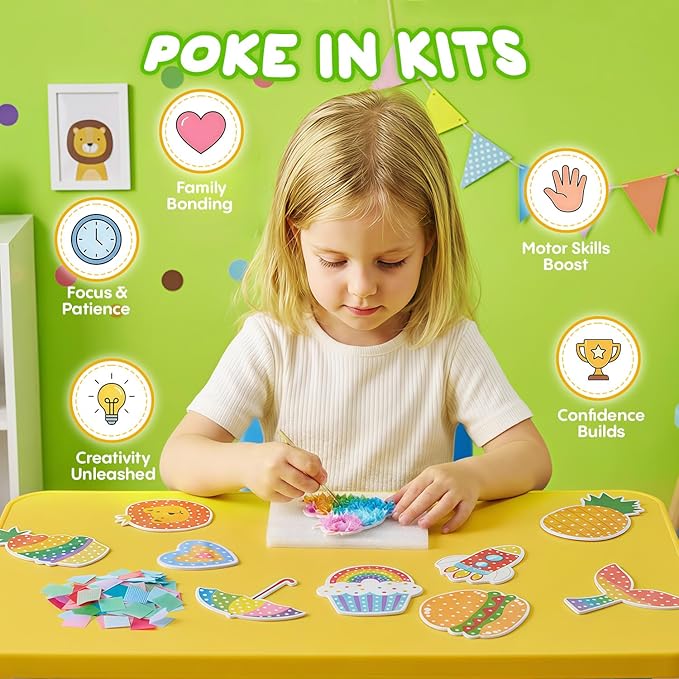 creative kimi 9 PCS Poke Poke Art - Magical Princesses,Foil Art, Mess-Free Fun for Kids, DIY Wood Craft Kits, Creative Activity, Gifts for Girls & Boys Ages 4, 5, 6, 7, 8, 9