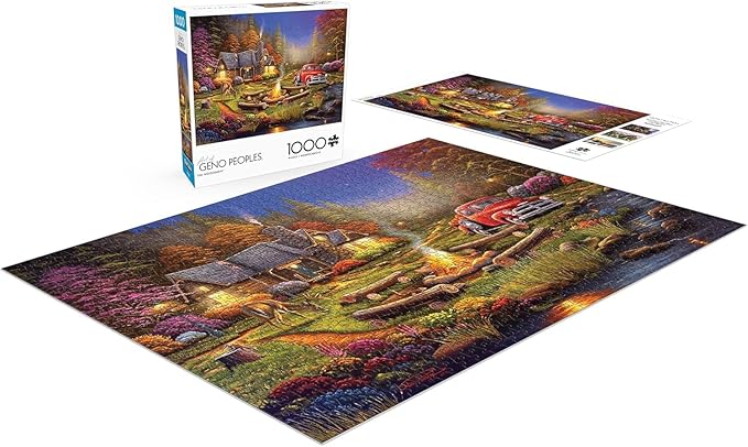 Buffalo Games - 1000 Piece Jigsaw Puzzle - Cabin in the Woods - Fall Evening Challenging Puzzles for Adults and Families