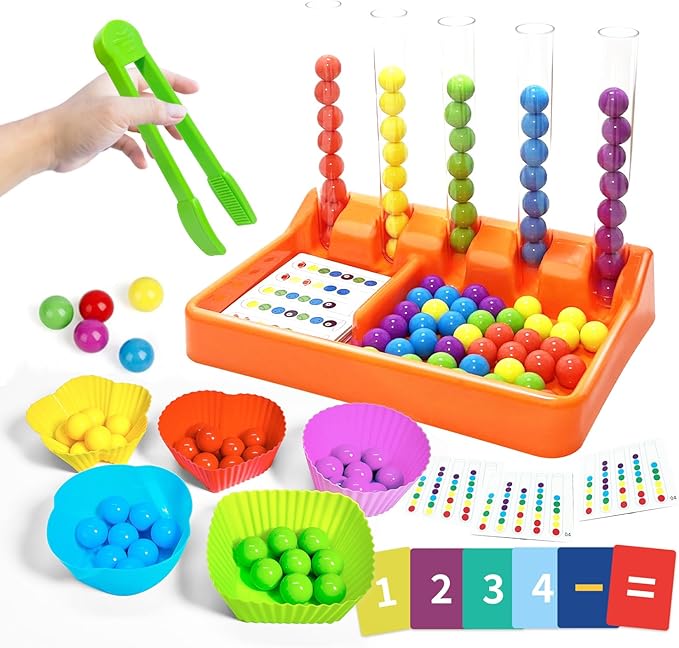 Counting and Color Sorting Kit Toy, Preschool Kindergarten Learning Activities, Math Manipulatives Supplies Matching Games, Fine Motor Skills, Educational Montessori Toys for Kids 3 4 5 6 7 8 Year Old