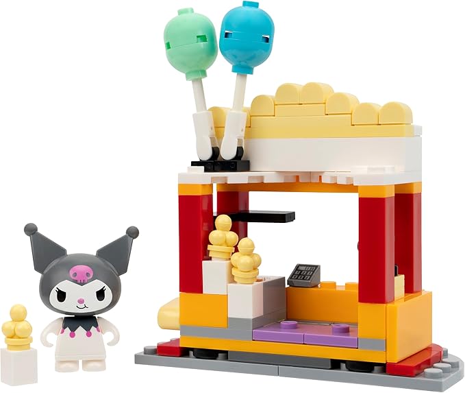 BLDR Hello Kitty and Friends Kuromi’s Popcorn Stand Building Set - Kuromi & Chococat Poseable Minifigures - Gifts for Kids & Sanrio Fans Ages 8+, 0129