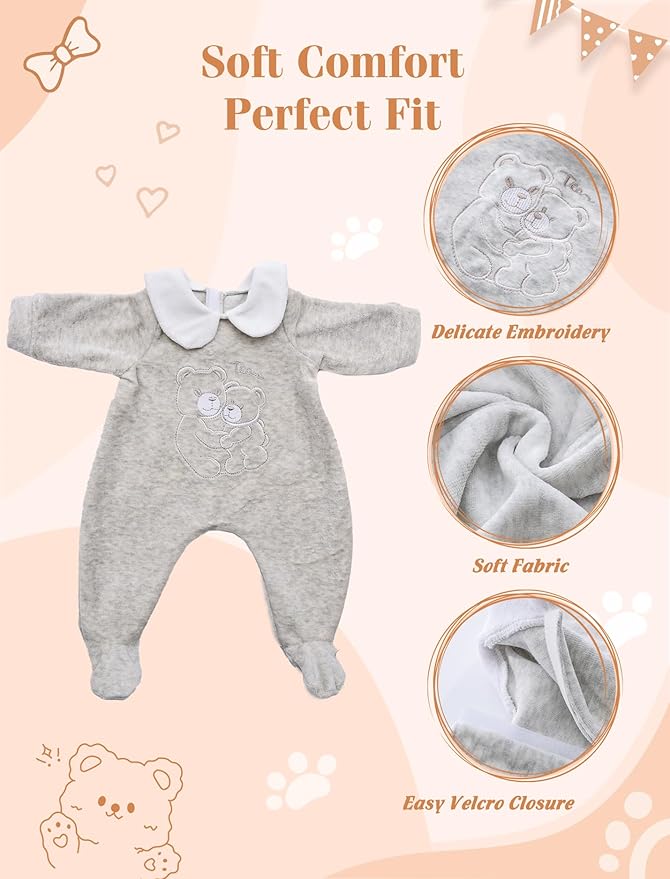 10 Pcs Baby Doll Accessories, Reborn Baby Doll Clothes with Bassinet for 17-22 Inch Realistic Baby Dolls, Pretend Play Outfit Set