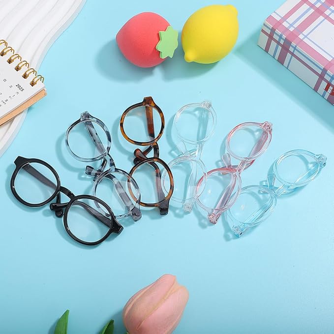 IMIKEYA Doll Glasses for 18 Inch Dolls Accessories- 6 Pairs Plastic Mini Eyeglasses with Clear Lenses for Dress Up Costume