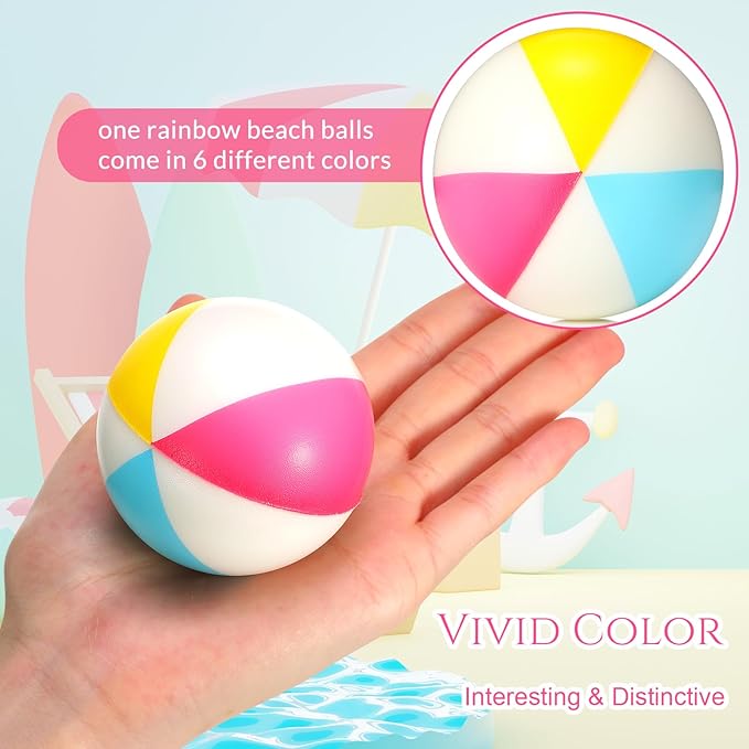 Jerify 48pcs Mini Beach Stress Balls 2.5 Inch PU Foam Relief Stress Squeeze Ball Beach Party Favors Small Summer Pool Relief Toys for Kids Birthday Hawaiian Luau Party Pool Water Games(Vivid Color)