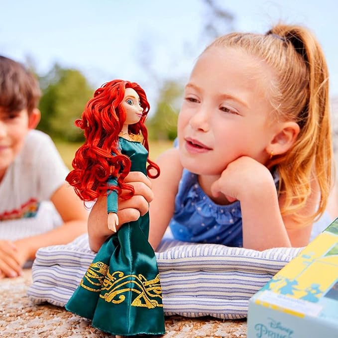Disney Store Official Princess Classic Doll (Merida), 11 Inches, Includes Brush with Molded Details, Fully Posable Toy in Classic Outfit - Disney Princess Toys