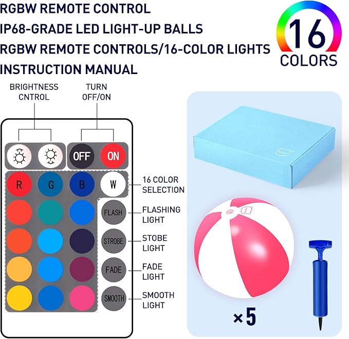 MIAOKE Funny and Playful Pool Toys 16 Inch 5 Pack- LED Beach Ball,Suitable for Pool Games Night Summer Pool Party,Outdoor Everybody Family Games