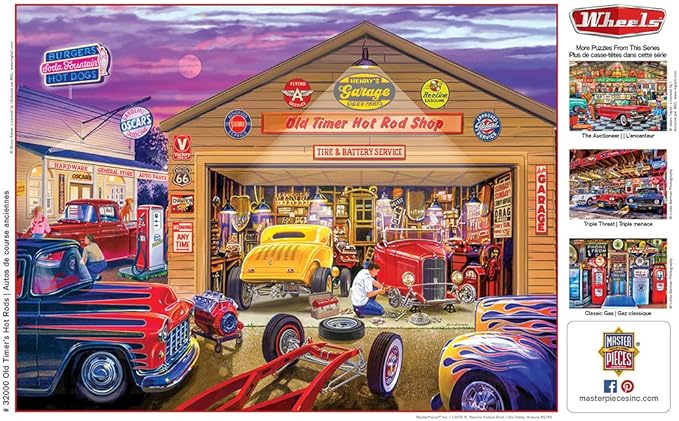 MasterPieces 750 Piece Jigsaw Puzzle for Adults and Family - Old Timer's Hot Rods - 18"x24"