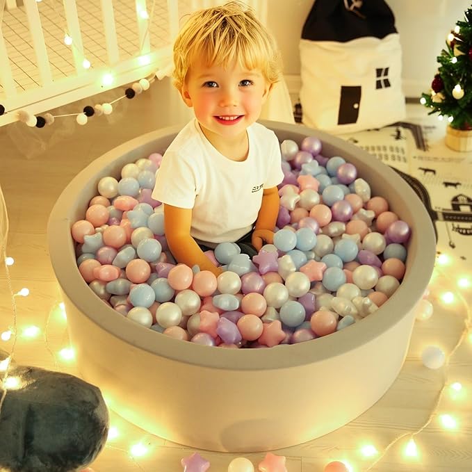 GOGOSO Ball Pit Balls for Toddlers Phthalate-Free BPA-Free Non-Toxic Crush Proof Soft Plastic Play Balls Baby Kids Shape Tent Pool Playhouse Playpen Party Decor, Pink Blue Purple White,500PCS