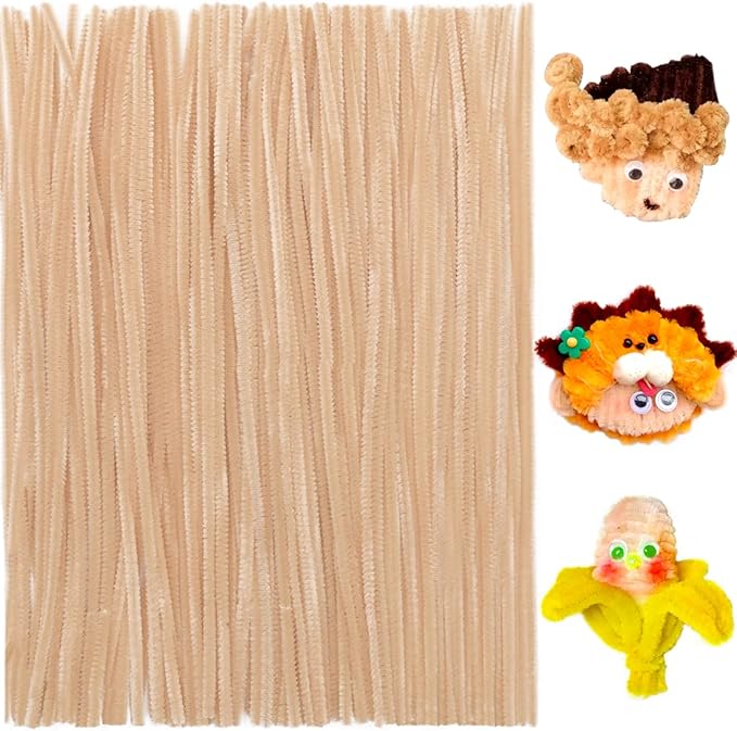Praisebank Skin Color Pipe Cleaners for Crafts, 200pcs, Chenille Stems for DIY Projecets, Arts & Crafts Supplies for Festival Party Decorations