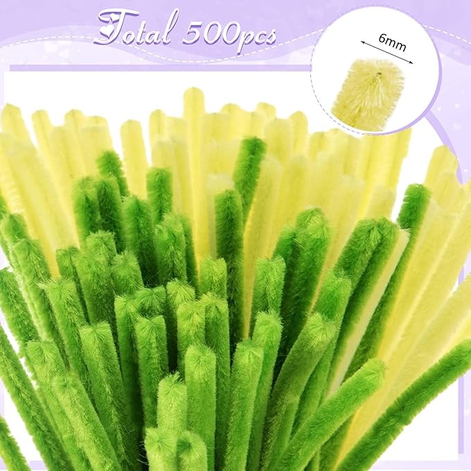 Peryiter 500 Pieces Pipe Cleaners Chenille Stems for Flowers Craft Supplies Bulk Fluffy Fuzzy Sticks for DIY Art Projects Creative Gift Wrapping Party Decorations(Light Purple Flower,12 Inch)