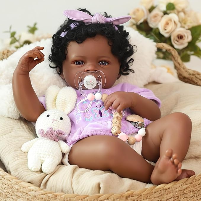 WOOROY Realistic Reborn Baby Dolls Black – 20-Inch African American Real Life Baby Dolls with Soft Full Vinyl Body, Handmade Gift Toy with Doll Accessories for Kids Ages 3+
