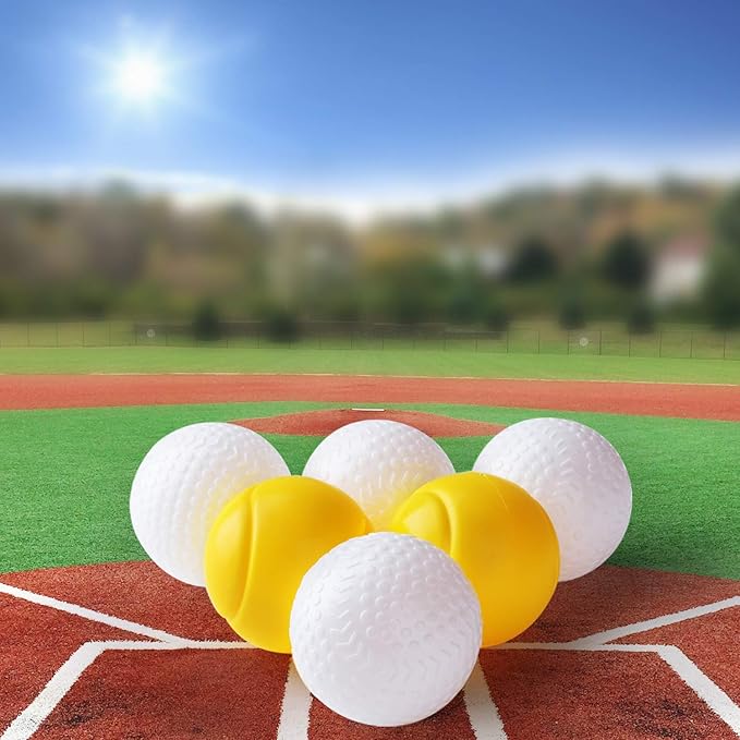 iPlay, iLearn Pitching Machine Baseball & Tennis, Plastic Replacement Balls, Sports Training Ball, 6Pcs Set, Outdoors Game Set, Active, Learning Gift Age 4, 5, 6, 7, 8 Year Olds Kids, Boys, Girls