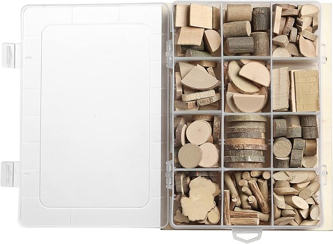 LAZACA Wood Craft Kits DIY for Kids Ages 5-10 Wooden Art Paint Bulk Crafts Garden Playset Loose Parts Play Materials 250 Pcs/19.5X13X3.5cm