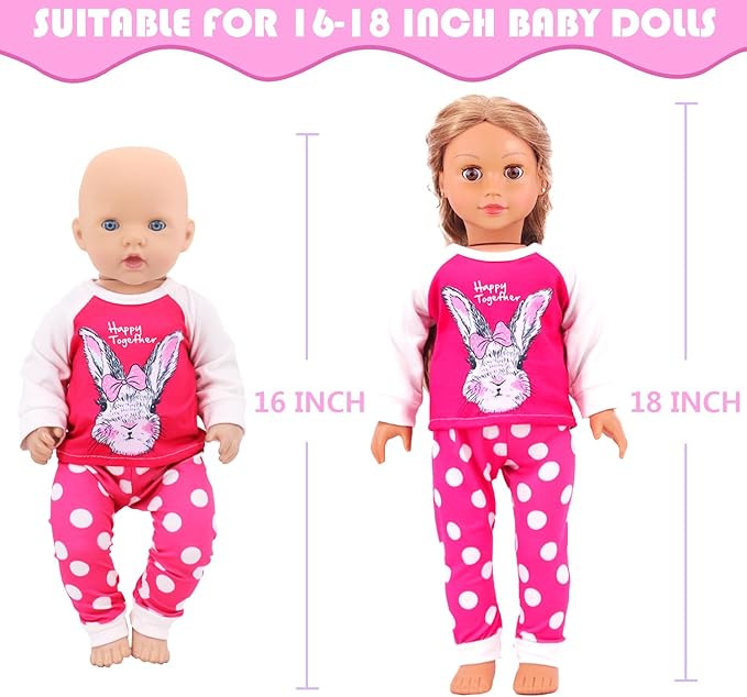 ZITA ELEMENT 5 Sets Baby Doll Clothes Outfits Casual Wear for 14-18 Inch Doll, Doll Clothes for Alive Doll 10 Pcs Baby Doll Accessories for Baby Doll Reborn, 18 Inch Girl Doll (No Doll)