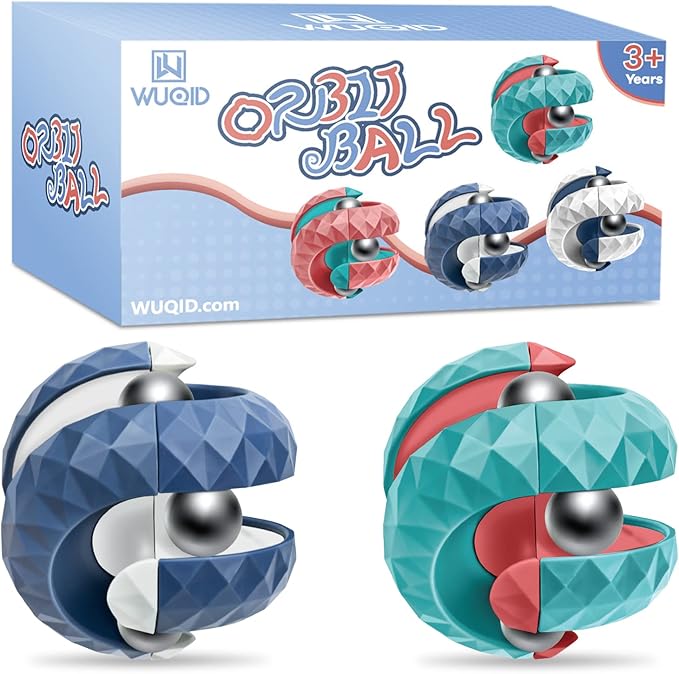 Orbiit Ball Toy, Infinitycube Puzzle Ball Spinning Toy, Circuit Infinite Invert Change Puzzle Games Novelty Creative Stress Relieve Toys for Kids Children Adults (2, Blue/Green)
