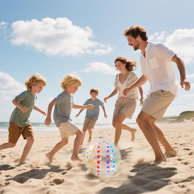 LovesTown 4-Pack Beach Balls 16-inch, Large Polka Dot Beach Balls for Summer Parties, Pool Toys, Birthday Party Supplies Decorations, Kids Water Games
