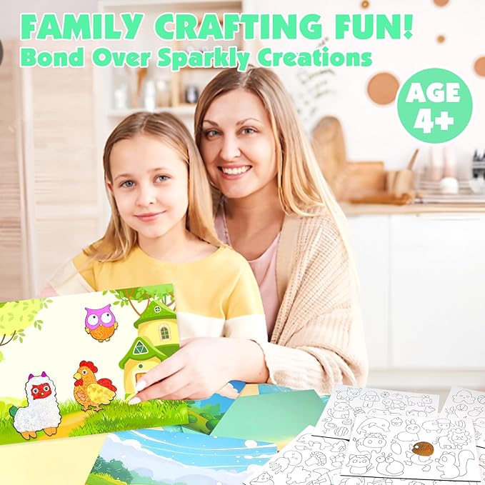AJAZPER Foil Crafts for Kids, Arts Kit for Kids, Art & Craft Supplies Kits, DIY Creative Activity Travel Toy Gift, Ideal Birthday Christmas Party Favor Gifts for Girls Boys Ages 4+ (Green)
