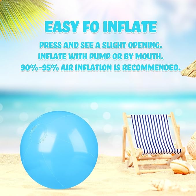 Raiten 12 Pcs Beach Ball Inflatable Beach Balls Large Inflatable Ball Floating Ball for Swimming Pool Party Favors Outdoor Activities Summer Birthday Party Supplies (Light Blue,12 Inch)