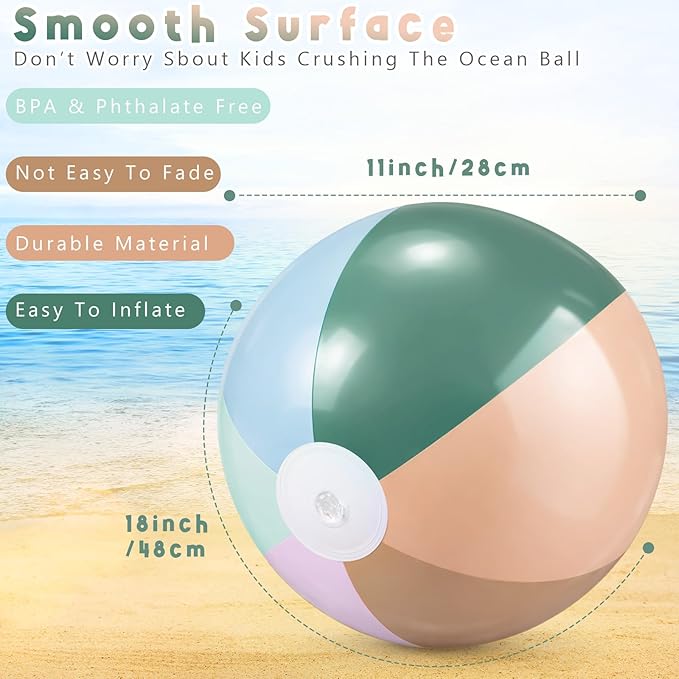 4 Pcs 16 Inch Inflatable Beach Balls Bulk Large Pastel Inflatable Decorated Ball Party Ornaments for Summer Swimming Pool Party Birthday Favors