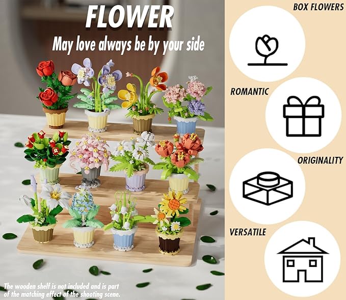 Hyacinth Mini Flower Potted Plant Bonsai Building Toy Blocks Particle Flower Botanical