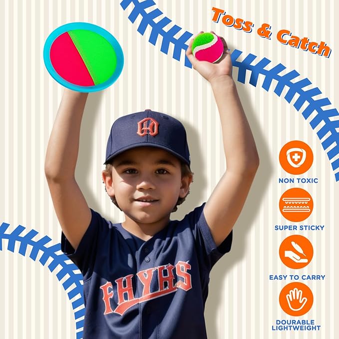 Toss and Catch Ball Game Set Easter Basket Stuffers for Kids Toddler, Toys for 3 4 5 6 7 8 Year Old Boys Girls Birthday Gift, Yard Outdoor Games for Kid Ages 4-8 8-12 Beach Pool