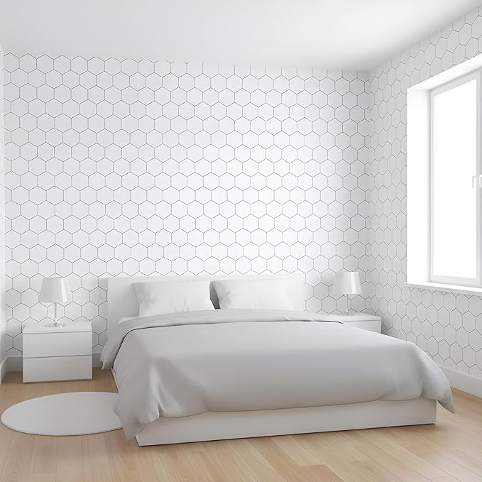 Flutesan 3 Pcs Miniature Dollhouse Wallpaper and Flooring Peel and Stick 1:12 Scale Self Adhesive Doll House Wallpaper DIY Mini Dollhouse Accessories 8.27 x 11.69 Inch(Hexagon)